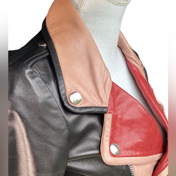 Valentino Heart Intarsia Leather Biker Jacket. (MC) - Picture 12 of 17